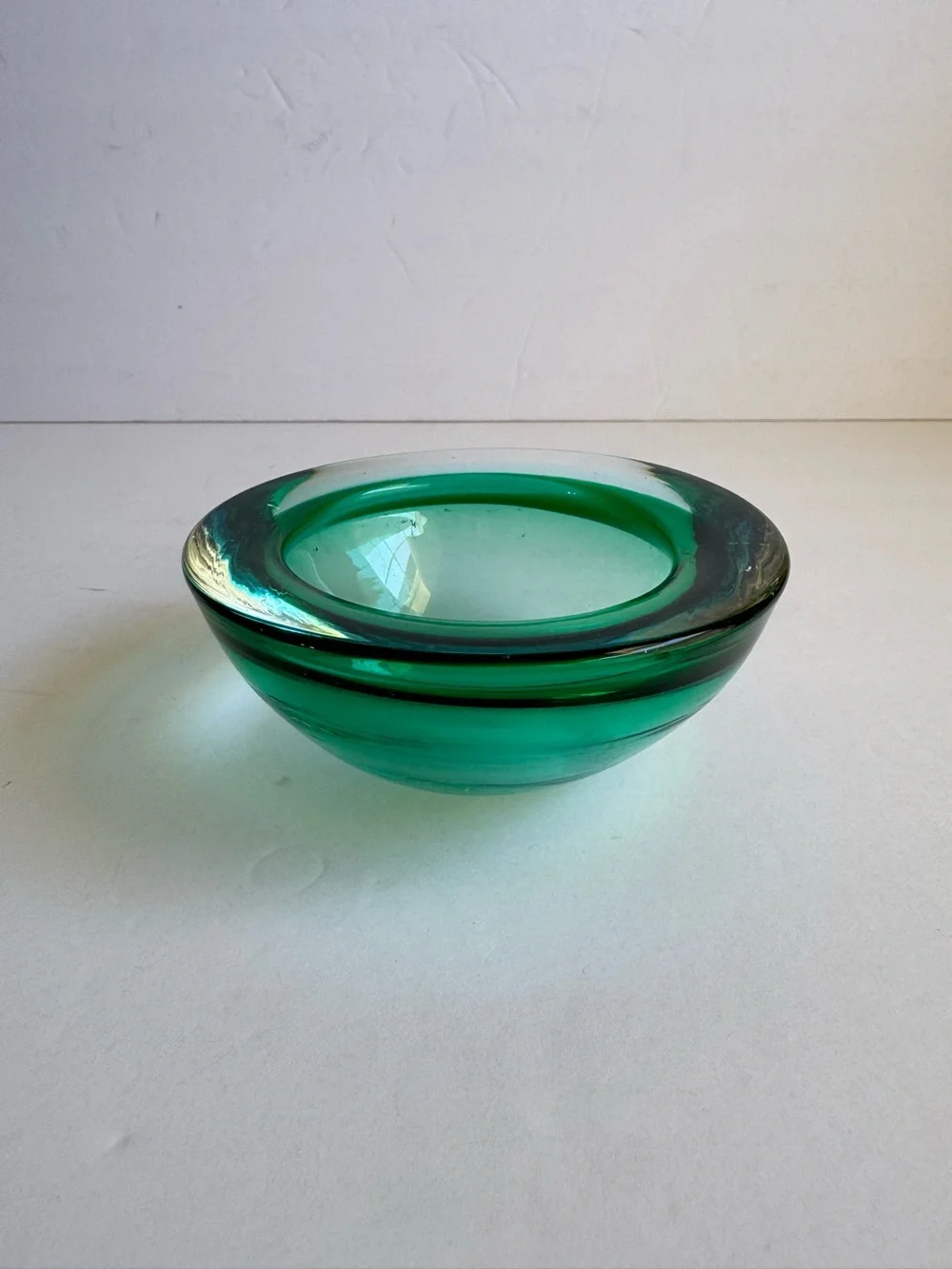 Vintage Murano Art Glass Bowl Turquoise Blue Green Catchall Trinket Dish Geode